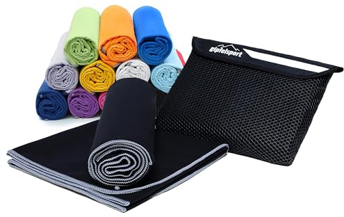 Mikrofiberhandduk set – för bastu, fitness, sport I strandhandduk, sporthandduk I svart XL: 180 x 80