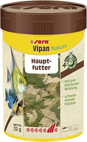 sera Vipan Fischfutter Aquarium Flocken 100 ml | Fischfutter für an der Wasseroberfläche fressende Zierfische | Ohne Farb- und Konservierungsstoffe | Für gesundes Wachstum & kräftige Entwicklung