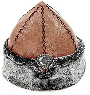ihvan online Chapeau turc ottoman Bork, Ertugrul Bonnet d'hiver en fausse fourrure, Marron/gris/Style-7, Taille M