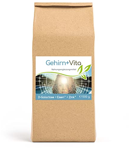 Cellavita – Gehirn+ Vita Pulver mit D-Galactose, Eisen & Zink 500g – Nahrungsergänzung zur Unterstützung kognitiver Gehirnfunktion – Einfachzucker zusatzstofffrei für mentale Klarheit & Wohlbefinden