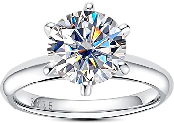 AimiIee Moissanite Ring, 3CT Six Prong Solitaire Moissanite Engagement Ring, Thickened Gold Plated 925 Sterling Silver Promise Wedding Rings for Women with Certificate(7)