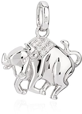 NKlaus Kettenanhänger Sternzeichen Stier 925 Silber Zirkonia Weiß Horoskop Zodiak 11288