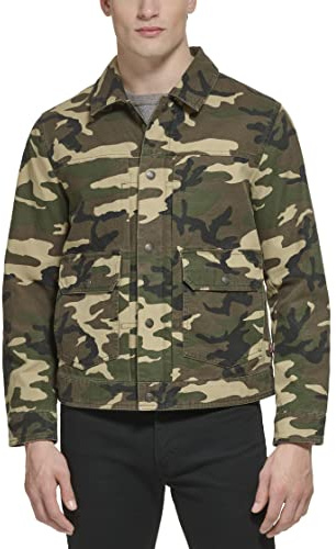 Levi's Men's Lightweight Trucker Shirt Jacket Chaqueta, Lona de algodón de Camuflaje, L para Hombre