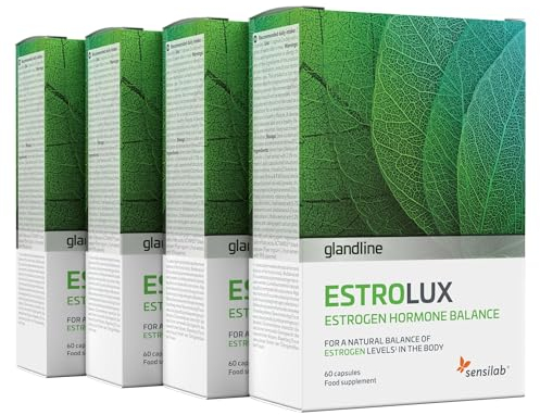 Östrogen Tabletten – Chlorella, Jod, Vitamin B6, Rosmarin, Zitronenmelisse, Schwarzer Pfeffer – Hormon Balance Frauen – PMS – 240 Kapseln für 4 Monate – EstroLux Sensilab