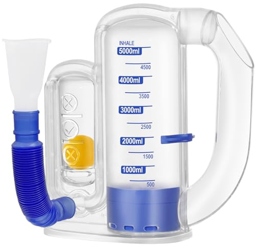 Incentive Spirometer Adult, Breathing Exercise Device for Lungs, 5000ml Capacity for Deep Inhalation, Durable Medical-Grade PC Material | Airflow Indicator for Steady Inhalation Practice