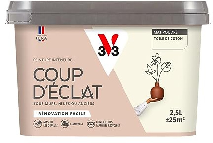 V33 Peinture murale intérieure Coup d'Éclat® Toile de coton Mat Poudré 2,5L