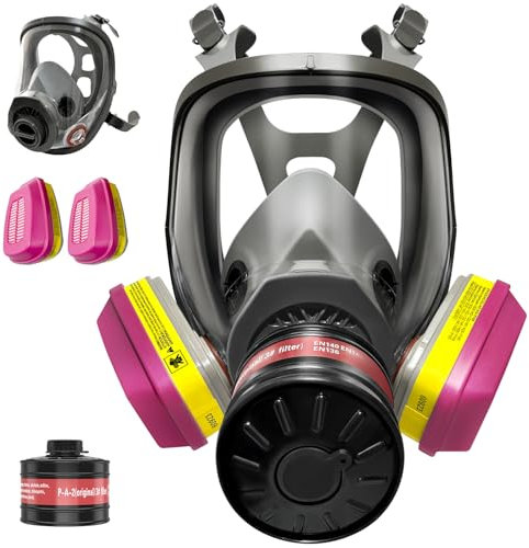 Masques à gaz complets de survie nucléaire et chimique, masque respiratoire intégral avec filtres 60923 et filtre de 40 mm contre la poussière, vapeur organique, gaz utilisés pour la peinture, les