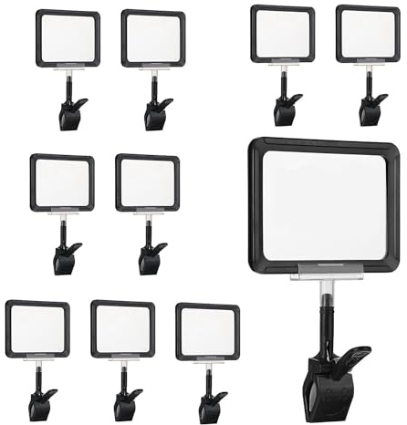 Luejnbogty 10 pz Supporto per cartello a pinza girevole per display del pannello di merce al minuto morsetto supporto per pannello pinza porta etichetta rotante 15 x 11 cm