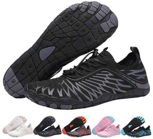 MIOKUKO Chaussures de randonnée Pieds Nus, Chaussures minimalistes de Course à Pied Pieds Nus, Chaussures Pieds Nus pour Femmes, boîte à Bout Large (Black,42)