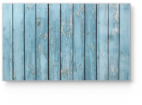 DEQORI Tabla de desayuno de cristal, pequeña 23 x 14 cm, diseño rústico de pared de madera, tabla de cortar para cocina, antibacteriana y antideslizante, placa de cristal y bandeja para servir