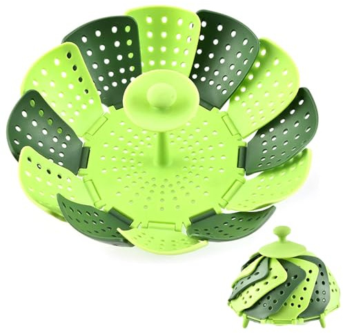 Create beauty0 Cesta plegable para verduras para cocción al vapor, cesta de vapor con asa, para cocinar al vapor alimentos y verduras