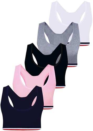 LOREZA ® 5 Sujetador Bustier para Niñas Ropa Interior Camiseta de Tirantes - Algodón - 8 a 15 años