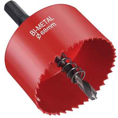 Flintronic Sierra de Corona Bimetálica de 68mm, Sierra de Corona 68mm Diámetro, Broca Perforadora para Madera y Metal, con Adaptador y Broca Piloto, para Aluminio, Aluminio, Hierro, Tubo de Plástico