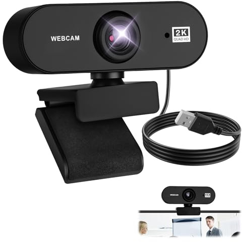 Unicavu Webcam 2K 30FPS Web Camera PC con Microfono, 360°Ajustable Plug and Play USB A para Windows, MacOS, Linux, Camara Web PC para Computadora Videoconferencias Gaming Conferencias Streaming