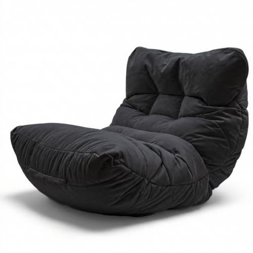 Aiire Fauteuil Pouf Salon Moderne - Pouffe Géant XXL Interieur Adulte ou Ado avec Remplissage pour Décoration de la Chambre – Gros Bean Bag ou Coussin de Sol Noir