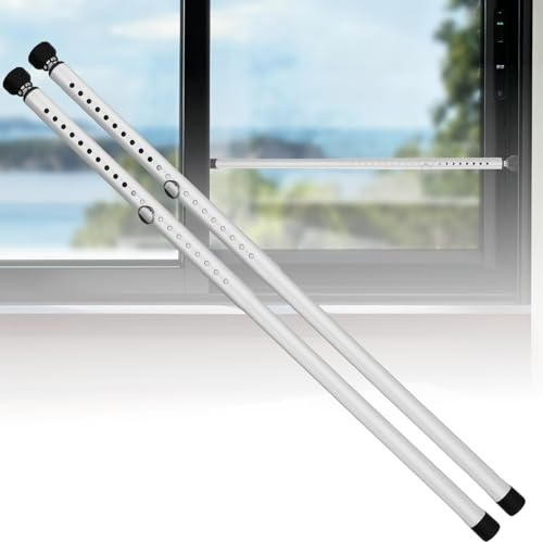 Barra de seguridad para puerta, barra de seguridad retráctil, 43-136 cm, barra de seguridad para puertas correderas, protección antirrobo, para puertas y ventanas, con punta de goma, para casas