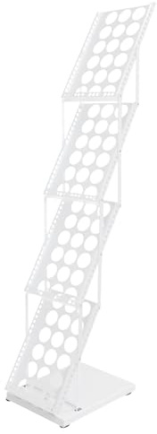 NiuLifeya Foldable Magazine Rack, 4-Tier Brochure Display Stand, Portable Literature Rack for Floor, Collapsible Catalog Holder for Trade Show, Exhibition, Office, White