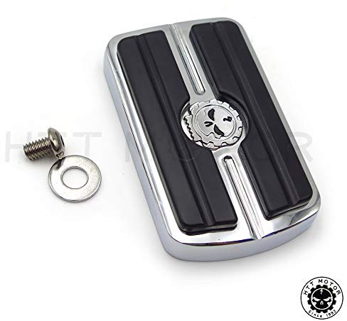 HTTMT MT216-052- CHROME SKULL REAR BRAKE PEDAL COVER Compatible with Harley Davidson Softail Dyna Electra Glide