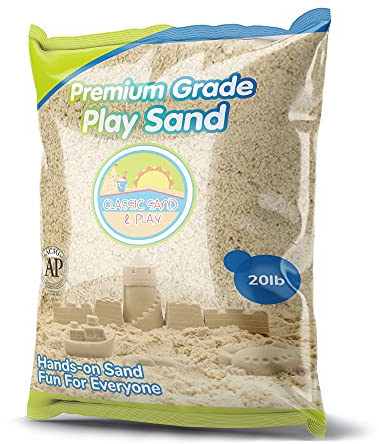 Classic Sand and Play Sand for Sandbox, Table, Therapy, and Outdoor Use, 20 lb. Bag, Natural, Non-Toxic, Wet Castle Building for Creativity and Stimulates Sensory Skills