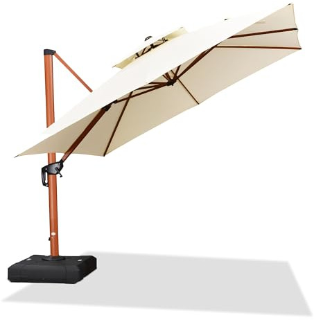 PURPLE LEAF 10ft Patio Umbrella Outdoor Square Umbrellas Large Cantilever Umbrella Windproof Offset Umbrellas Heavy Duty Sun Umbrella for Garden Deck Pool Patio, Cream