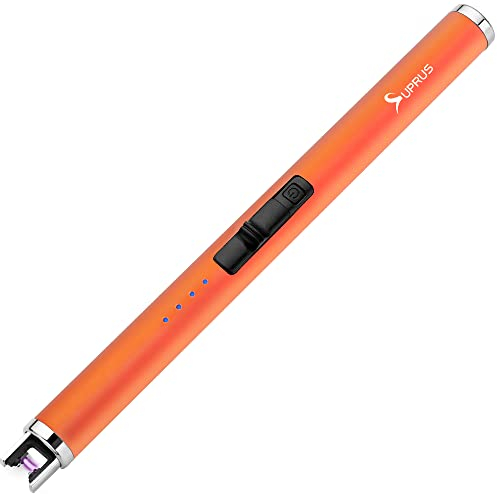 SUPRUS Fluorescent Lighter Glows in The Dark USB Lighter Rechargeable Windproof Pocket Size for Candle Cooking BBQ in Party (Orange)