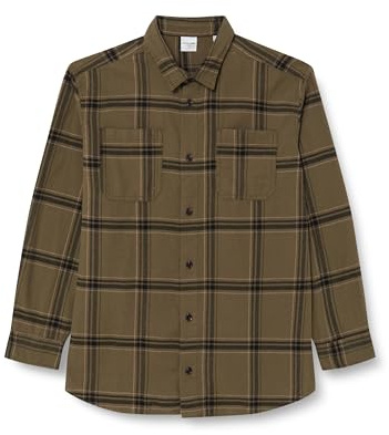 JACK & JONES Jcospace Logan Surchemise en Flanelle Taille L Pls Chemise décontractée, Noir, 5XL Homme