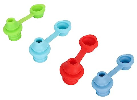 Inget Spill Av Silikonflasktopppip 4-pack Paket (röd, blå, Grön, ljusblå), Byte Av Adapter för Nappvattenflasklock för Småbarn