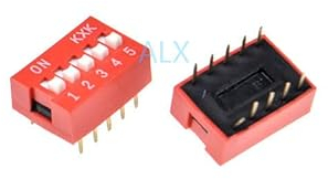 UYCUODLUY 10PCS rot 5p dip 5 Position Kippschalter zweireihig 5PIN Pitch 2,54 MM Schiebeschalter 5 PIN