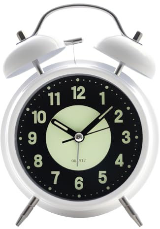 APOMOONS Sveglia retrò per bambini, silenziosa, senza ticchettio, da comodino, vecchio stile, per chi dorme pesante, sveglia a carica con doppia campana vintage alimentata a batteria