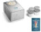 SPRINGLANE Eismaschine Emma 1,5 L mit selbstkühlendem Kompressor 150 W, aus Edelstahl mit entnehmbarem Eisbehälter, inkl. Rezeptheft (Silber, Emma Silber + 4 Eisbehälter Mini 400ml Grau)
