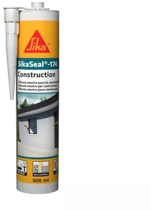 SIKA - Silicone neutro per edilizia - SikaSeal-174 Construction, Grigio - Ideale per finestre, docce e facciate - Antimuffa e resistente ai raggi UV senza odori - 300ml