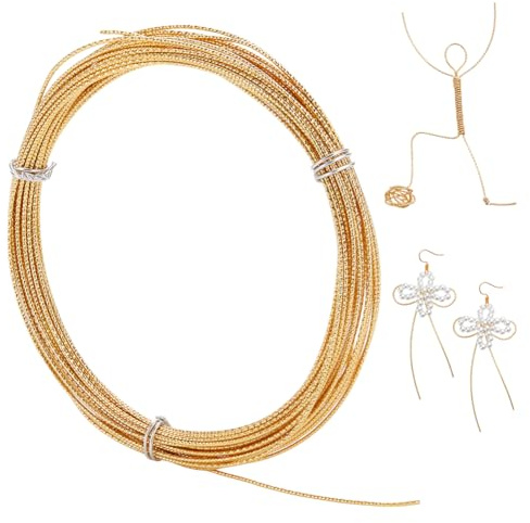 PH PandaHall 10m 18K Gold Plated Wire 0.8mm Round Jewellery Wire Gold Wires Beading Craft Wires for Jewellery Making Necklace Earrings Bead Crafting