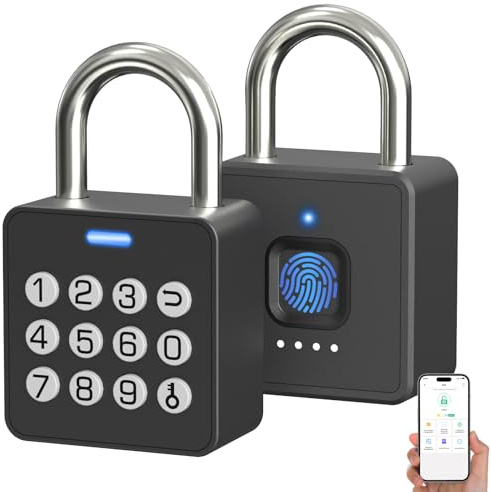 Dhiedas Fingerprint Padlock, 4-in-1 Keyless Locker Lock with App | Biometric Lock with 6-Digit Code & Apple Watch Unlock, IP65 Waterproof, for Gym, Locker, Gate, Shed, School, Outdoor Fence