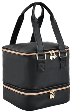 Sac de Rangement Vernis à Ongle, Boite Rangement Vernis a ongle pour 30 Flacons, Double Couche sac Organisateur de vernis à Ongles, Sac de Voyage pour vernis à ongles pour Lampe UV onglerie Maquillage