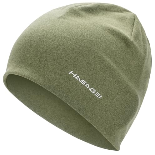 HASAGEI Gorros de calavera para hombres y mujeres, forro cálido para casco, gorro de ciclismo, gorro suave y ligero, gorro antiestático para correr, Verde, talla única