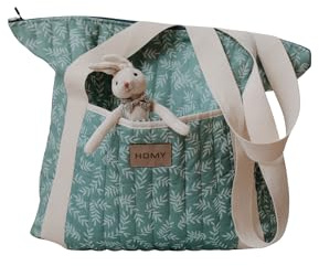 Homy Textiles Leichte Wickeltasche für Babys – große Kapazität, gesteppte Baumwoll-Wickeltasche mit 3 Innentaschen, weiche Canvas-Griffe, tragbare Baby-Reisetasche für den täglichen Gebrauch