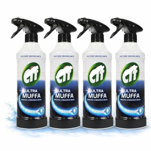Cif Ultra Muffa Spray Antimuffa per Muri e Fughe, 500 ml, Formula Concentrata per Rimozione Macchie, Confezione da 4
