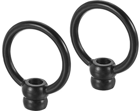 MECCANIXITY Eye Nut 15kg Max Load 51x59mm M10 Thread Ring Shape Female Loop for Hanging Lamp Chandelier, Black Pack of 2