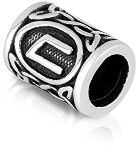 NKlaus 925 Sterling Silber Bartperle - Futhark URUZ Haarperle Silver Bartschmuck 2161