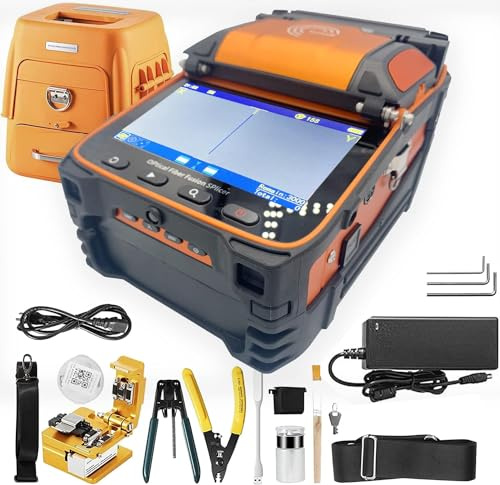 Elfcam® - Glasfaser Spleißgerät Ai9 Kit, Automatisches Fusionsspleißgerät, Herz mit Herz, 6 Motoren, Beleuchtung & Integriertes Fotometer, Glasfaser-Schweißgerät, Touchscreen für FTTH & FTTx