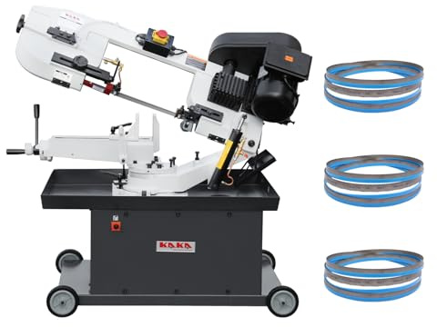 KAKA INDUSTRIAL Metal Horizontal Band Saw, 7 inch Round and 7 inch x 8.25 inch Rect Cut,Adjustable 45°-90° Bow Metal Cutting Bandsaw, w/ 3 Blades Included,1.5HP 115V/230V BS-712R