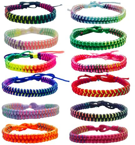 12 Stück Freundschaft Armbänder, Handgefertigt Verstellbar Freundschaftsbänder, Armband für Mädchen Frauen Kinder, Freundschaftsarmband, Freundschaft Armbänder, Geflochten Wickelarmband