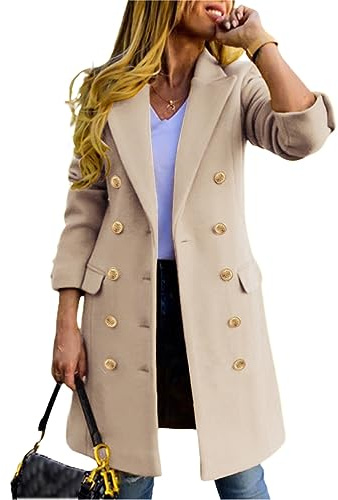 IDEALSANXUN – Women's Wool Trench Coat, Peach Colour, Size 85 cm.