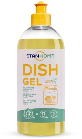 STANHOME | Gel Concentrato Lavastoviglie Tutto in 1 DISH GEL, Detersivo Brillantante Lavastoviglie Multifunzione, 500 ml