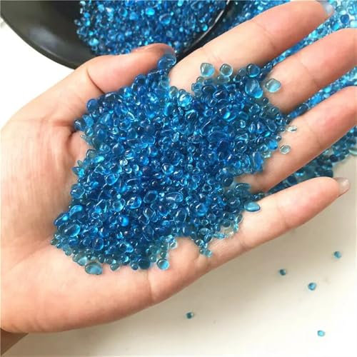 QINGQI Pietra Naturale Cristalli di esemplari di Acquario lucidati con Pietra di Smalto di Ghiaia di Vetro Blu Mare da 2-5 mm