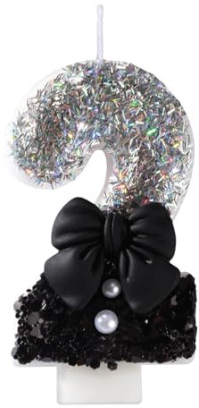 Kerzen Geburtstag, 0-9 Geburtstagskerzen Zahlen Schöne Geburtstagskerze Dekoriert mit Perlen und Kleinen Schleifen Geburtstagskerzen Kinder für Geburtstage, Party, Hochzeiten oder (fashion, 2)