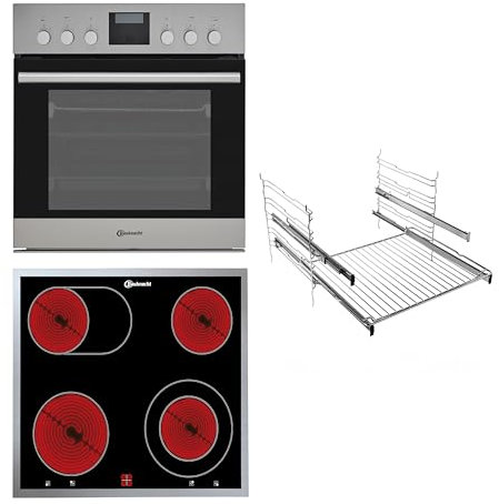 Bauknecht HEKO 500 Pyro - Herd-Kochfeld-Kombination/Einbau-Herd mit Display und Pyrolyse (65 l)/ Glaskeramik-Kochfeld (60 cm)/ 4 Kochzonen, davon 1 Bräter-ZweikreisKochzone, 1 DUO-ZweikreisKochzone