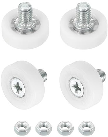sourcing map Drawer Rollers Nylon Cabinet Drawer Pulley Replacement Wheels Bearing 19mm Drawer Positioning Roller Slide Guides with Nuts for Furniture Parts Cupboard Wardrobe Pack of 4
