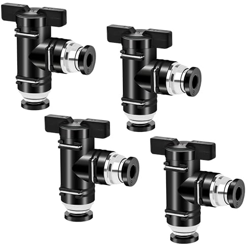 TINGJS Conector Neumático Diámetro Interior 8 mm Ángulo Recto Válvula de Bola Neumática Válvula Manual Neumática Puede Controlar la Apertura y el Cierre del Fluido 4 Piezas