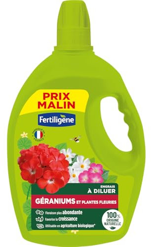 Fertiligene Engrais Liquide pour Géraniums et Plantes Fleuries, 2,5 L, 100% Origine Naturelle